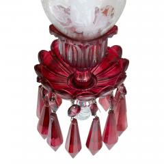 Large clear and red cut glass chandelier - 3392423