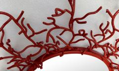 Large coral mirror in lacquered iron Musgo Barcelona Spain circa 1970 - 4238642