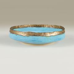 Large decorative ceramic turquoise and gold glazed centrepiece - 4359870