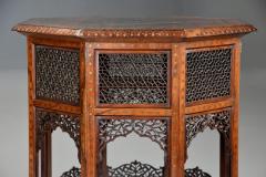Large fine quality late 19thc Anglo Indian Hoshiarpur inlaid octagonal table - 4827442