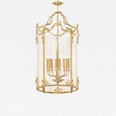 Large glass and gilt bronze hanging hall lantern - 1579243