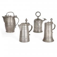 Large group of antique German pewter mugs tankards and ewers - 3416484