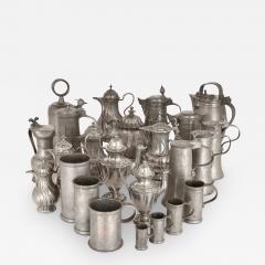 Large group of antique German pewter mugs tankards and ewers - 3418870