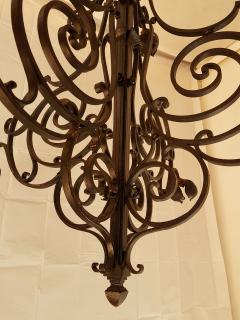 Large hand crafted wrought iron signed chandelier France 1920s - 774806