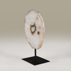 Large lace agate slice of white quartz with subtle taupe and amethyst banding - 4577193