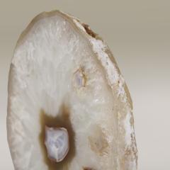 Large lace agate slice of white quartz with subtle taupe and amethyst banding - 4577194
