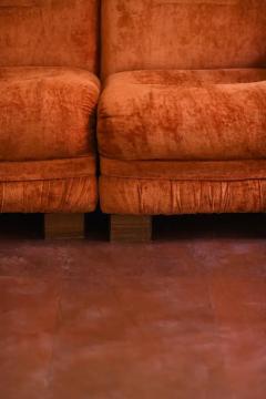 Large modular velvet sofa with wooden feet Italy 1980 - 3548447