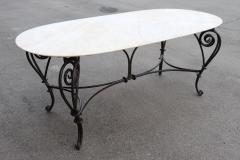 Large oval garden table in Iron legs and marble top - 3436259