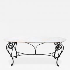 Large oval garden table in Iron legs and marble top - 3440135