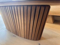 Large oval marble stacked wood coffee table - 4111225