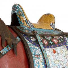 Large pair of Chinese cloisonn enamel horse sculptures - 3337123