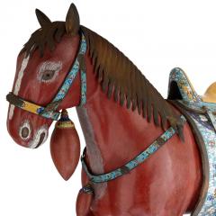Large pair of Chinese cloisonn enamel horse sculptures - 3337126