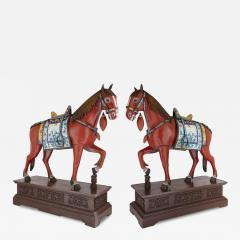 Large pair of Chinese cloisonn enamel horse sculptures - 3341454