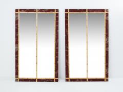 Large pair of French 19th Century gilt faux bamboo upholstery mirrors - 3558245
