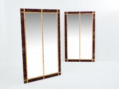 Large pair of French 19th Century gilt faux bamboo upholstery mirrors - 3558246