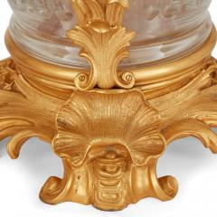 Large pair of French Rococo style ormolu mounted cut glass vases - 3596836