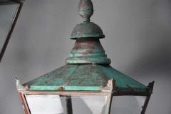 Large pair of Windsor style copper street lanterns supported on wall brackets - 4757030