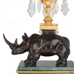 Large pair of ormolu and malachite rhino table candelabra - 4198748