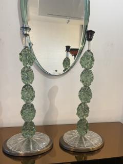 Large pair sea green Murano glass table lamps - 3493712