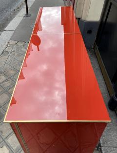 Large red glass sideboard with bronze aquatic decoration Murano around 1980 - 2173366