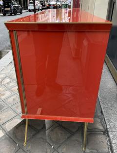 Large red glass sideboard with bronze aquatic decoration Murano around 1980 - 2173371
