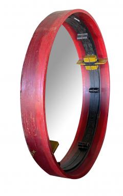 Large red painted foundry form mold now mounted as a mirror - 2650830