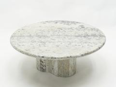 Large round coffee table made with white sicilian marble 1970s - 1559583