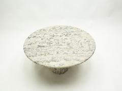Large round coffee table made with white sicilian marble 1970s - 1837049
