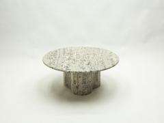 Large round coffee table made with white sicilian marble 1970s - 1837051