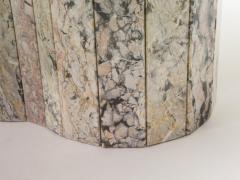 Large round coffee table made with white sicilian marble 1970s - 1837055