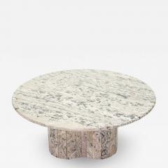 Large round coffee table made with white sicilian marble 1970s - 1839455