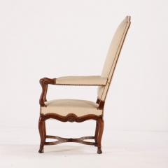 Large scale French walnut open arm chairs with hooved feet C 1900  - 3670503
