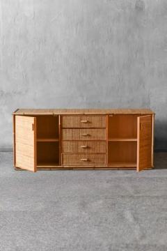 Large sideboard in rush and wicker 1980 - 3670567