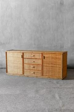 Large sideboard in rush and wicker 1980 - 3670580