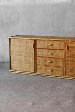 Large sideboard in rush and wicker 1980 - 3670586