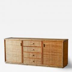 Large sideboard in rush and wicker 1980 - 3679574