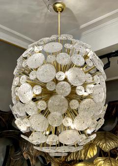 Large sputnik chandelier in brass and glass Murano Italy circa 1980 - 3508814