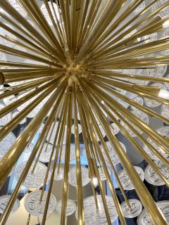 Large sputnik chandelier in brass and glass Murano Italy circa 1980 - 3508815