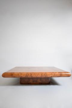 Large square burr walnut coffee table 1970s - 4535222