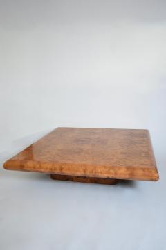 Large square burr walnut coffee table 1970s - 4535242