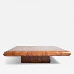 Large square burr walnut coffee table 1970s - 4536157