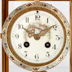 Large three piece porcelain champlev enamel and ormolu mounted clock set - 3122370