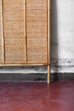 Large wall coat hanger in rush and wicker Italy 1980 - 3548457