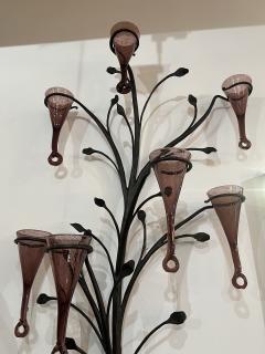 Large wrought iron and Murano glass sculpture - 3032644