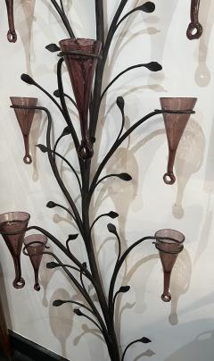 Large wrought iron and Murano glass sculpture - 3032649