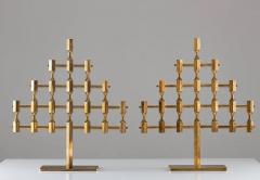 Lars Bergsten Pair of Large Swedish Candelabras in Brass by Lars Bergsten for Gusum - 2269661