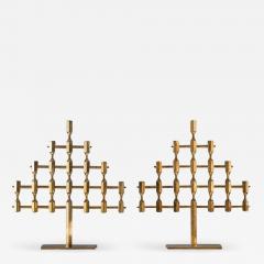 Lars Bergsten Pair of Large Swedish Candelabras in Brass by Lars Bergsten for Gusum - 2271126