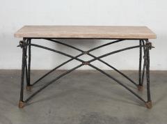 Las Palmas Collection Modern Rustic Wrought Iron Console Sofa Table - 1985324