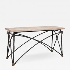 Las Palmas Collection Modern Rustic Wrought Iron Console Sofa Table - 1985879