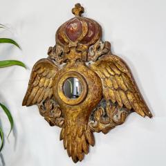 Late 18th Century Decorative Giltwood Church Mirror with Wings and Crown - 3746014